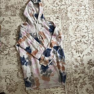 Victoria's Secret Tie-Dye Hoodie Dress with Pockets in Pink, Blue, and Tan